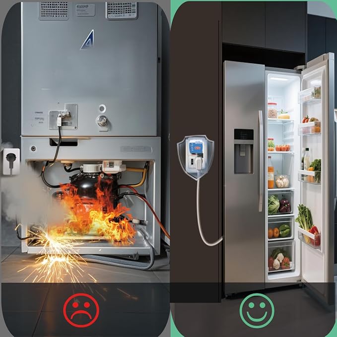 Electronic Home Appliance Voltage Protector, Single Outlet Surge Protector for Refrigerator, TV, AC, Washing Machine, Game Console,110V 120V 127V Brownout Protector, 4-Level Adjustable 90-140V
