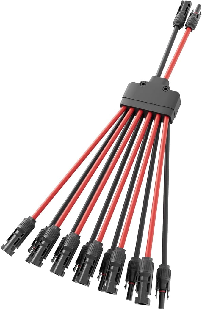 Solar Panel Connector 12 to 2 Solar Y Branch Connectors PV Panels Parallel Connectors Kit Adapter Waterproof Wire Plug Tool for Solar Panel(1 Pcak MF/FFFFFFMMMMMM)