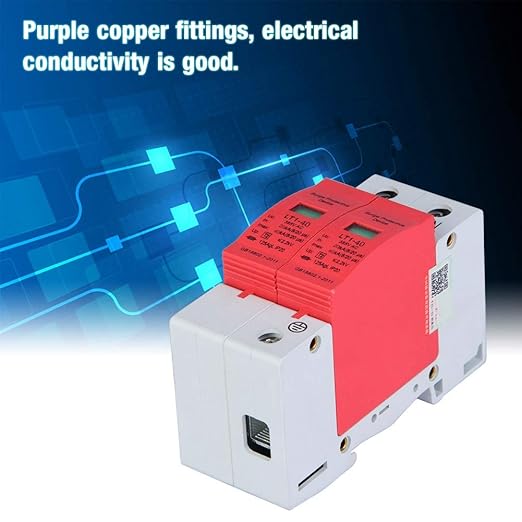 AC Protector Power Protector Arrester Device, House Protector Low Voltage Arrester for Photovoltaic Thunder, Protective Device Arrester Electronics Accessories (2P40KA)