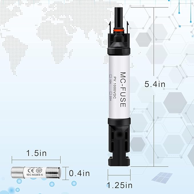 30A Solar Fuse Connector IP68 Waterproof 1000V in-line Fuse Holder 30A Male and Female Connector Waterproof in-Line Fuse Holder (Contains 4 fuses + 2 Solar Fuse Holders)… (30A)