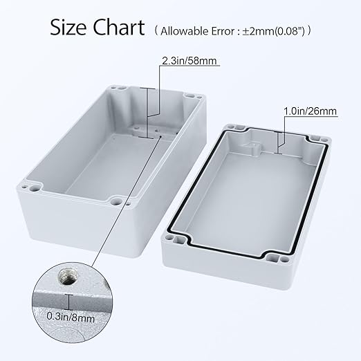 LeMotech Electrical Box, Aluminum Alloy Metal Junction Box, IP67 Waterproof Dustproof Project Box, Outdoor Universal Enclosure, Grey 8.6x4.7x3.5in (220x120x90mm)