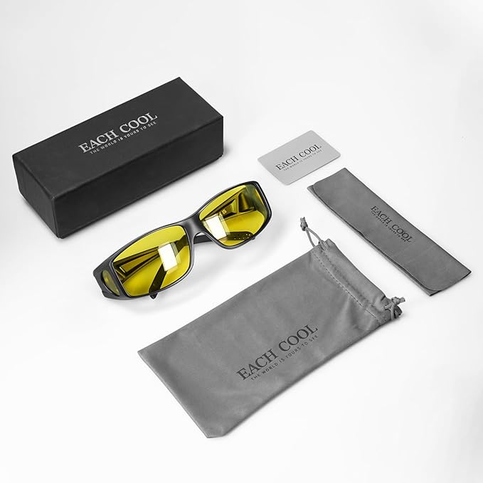 Night Driving Glasses Night Vision Glasses Fit Over Glasses Polarized Anti-Glare UV400 Gift for Men Women