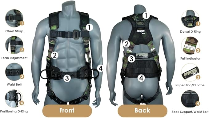 AFP Demon Fall Protection Comfortable Safety Harness (OSHA/ANSI PPE)