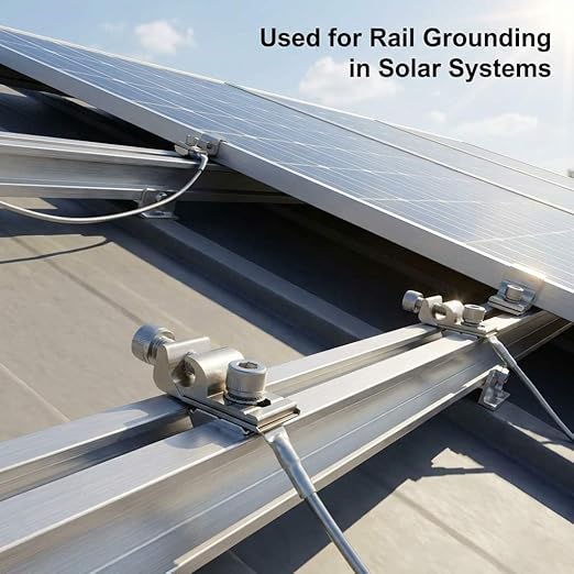 QWORK Grounding Lug 6.7mm – Aluminium Alloy Rail Connector for Solar Roof, Ground Mount & Carport Systems