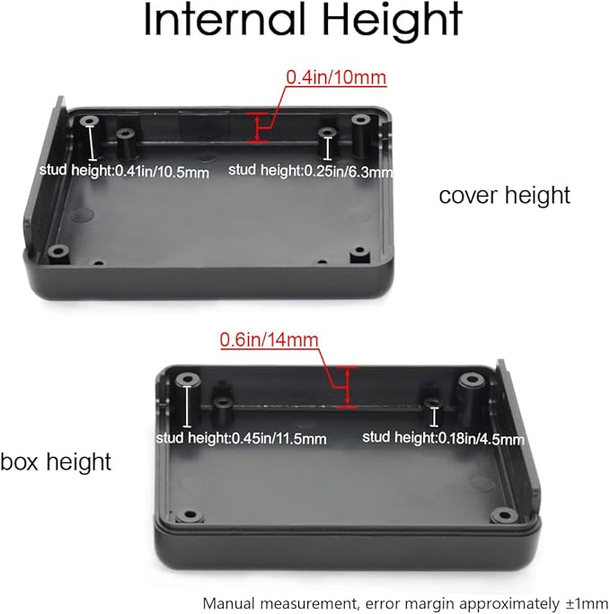LeMotech 5 Pieces ABS Plastic Electrical Project Case Power Junction Box, Project Box Black 3.5 x 2.8 x 1.1 inch (90 x 70 x 28 mm)