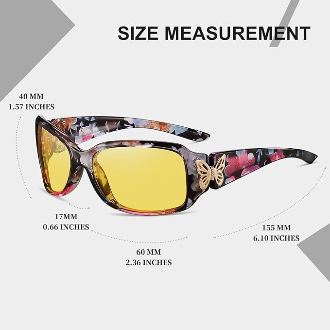 HAOLOTA Night Vision Driving Glasses Women Anti Glare Polarized, Wrap Around Nighttime Safety Glasses UV Protection