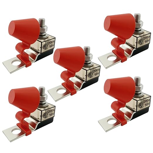 MRBF Terminal Fuses Block Kit- 200Amp 58V DC Max/ IP66 Waterproof Fuse for Boats, Marine, RVs, Solar Systems-Overload Short Circuit Protection-Fits Inverters,Charging Piles,Trolling Motors (5-Pack)