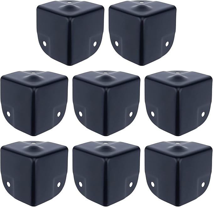 8 Pack Black Corner Protector Brace Shelf Supporter Metal Box Corner for Flight Road Case Cabinet