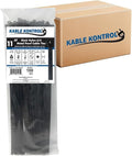 Kable Kontrol Cable Ties with Metal Tooth Bulk Pack, 11 Inch 3800 Pcs, 120 Lbs Tensile Strength, Metal Pawl, Stainless Steel Toothed Self-Locking Device, UV Resistant Steel Barb Zip Ties - Black