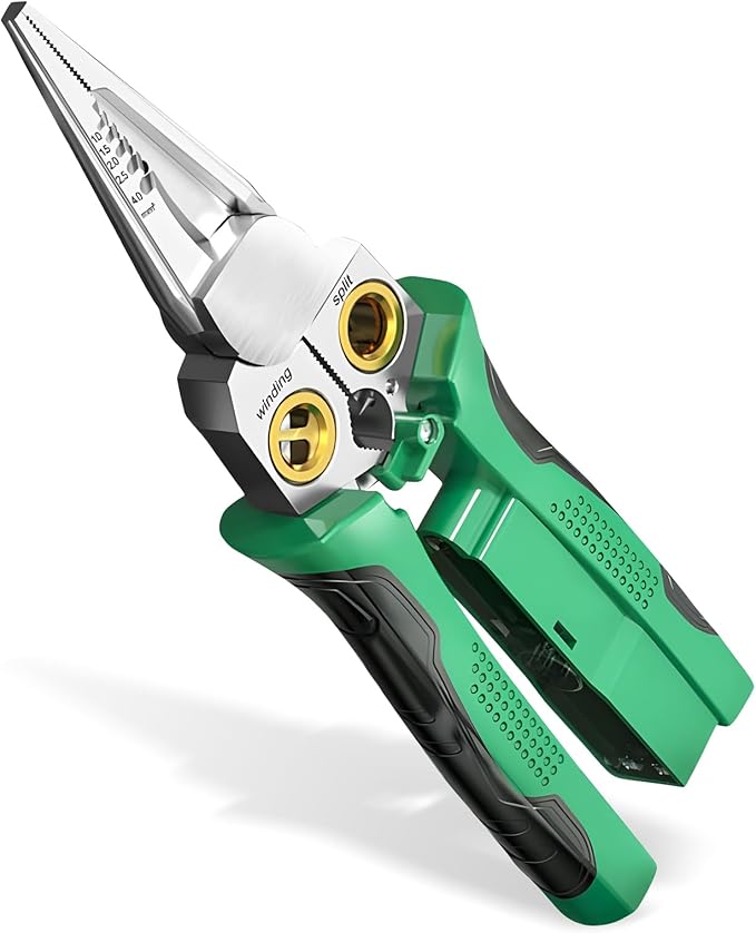 8 in 1 Wire Stripping Pliers with Voltage Tester, Multi-function Wire Stripper Electrician's Pliers, Electric Wire Stripping Tool, Electrician Repair Tool (Green)