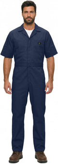 Natural Uniforms Mens Short Sleeve Zip Up Coverall, Stain and Wrinkle Resistant (Navy, 4X-Large)
