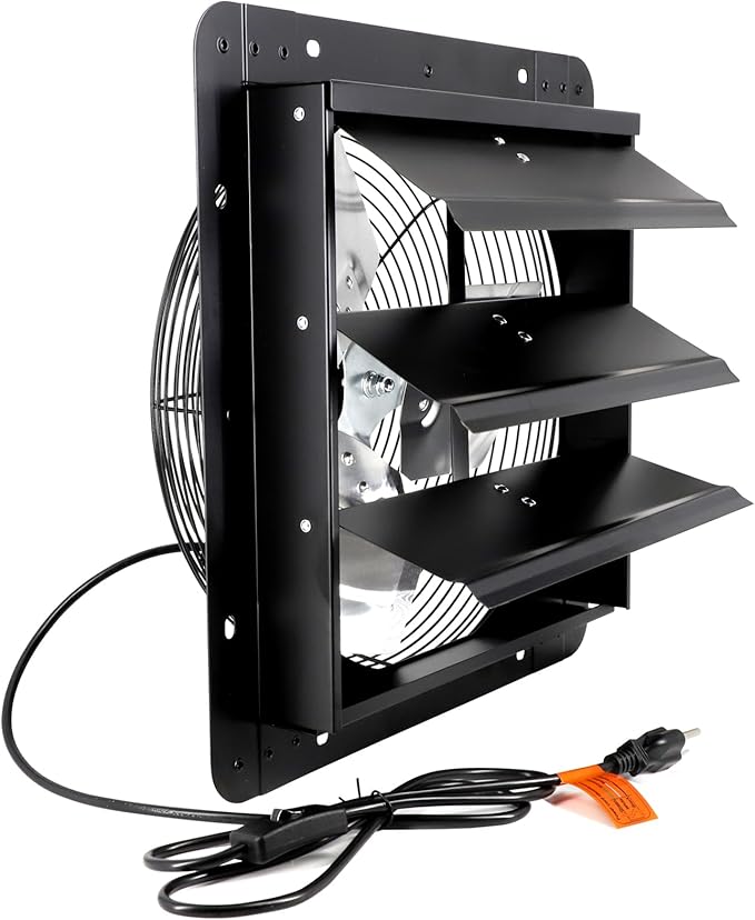 Criditpid 14 Inch Pure Copper Shutter Exhaust Fan, Black Through Wall Ventilation Exhaust Fan with ON/OFF Switch for Gable, Home, Shed, Garage, Basement, Kitchen, Attic Ventilation, 1088CFM, 1450RPM.