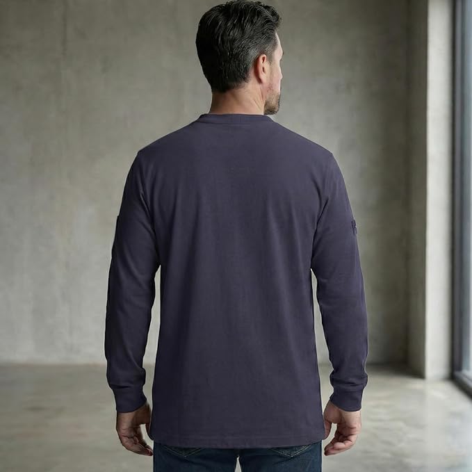ARCCAPTAIN FR Shirts for Men 8oz 100% Cotton Fire Resistant Henley Shirt CAT2 NFPA2112 Welding Work Long Sleeve Clothing