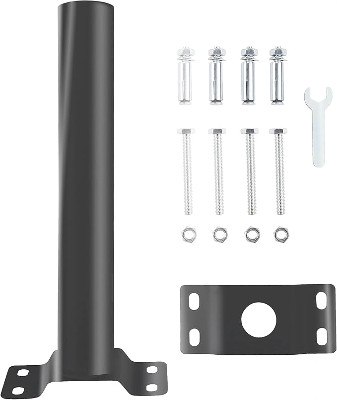 Light Pole Mount,Solar Lighting Mounting Bracket Extension Pole Kit Wall Black Metal Pipes Barn Lights Fixture Antenna Adaptor Outdoor Arm for Street Light,Wall Mounted Tire,Barn Lamp,Post Tree