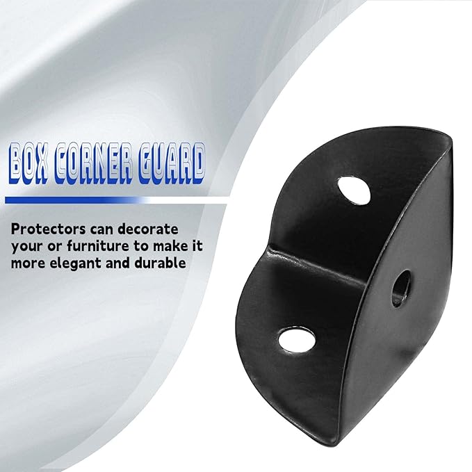 Box Corner Protectors 24PCS Zinc Alloy Black 25mm Metal Edge Bracket Edge Protector for Cabinet Desk Table with Mounting Screws