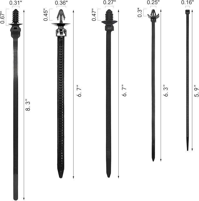 160Pcs Universal Nylon Push Mount Cable Zip Tie, Self Locking Cable Strap,Heavy Duty Nylon Push Mount Self Locking UV Resistant,5 Most Popular Sizes,for Indoor Wire Tying Construction Auto ect