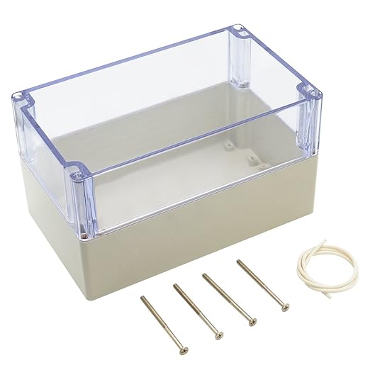 LeMotech ABS Plastic Junction Box Dustproof Waterproof IP65 Electrical Enclosure Box Universal Project Enclosure Grey with PC Transparent Clear Cover 7.9 x 4.7 x 4.4 inch(200 x120 x113 mm)