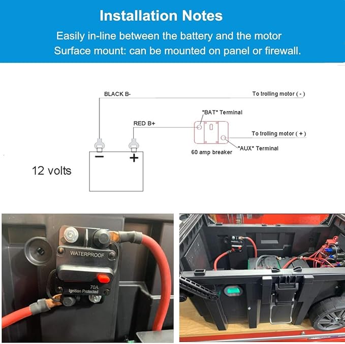 100 Amp Circuit Breaker with Manual Reset 12V-36V DC Waterproof Surface Mount for Car Audio Rv Marine Boat Truck Trolling Motors, 30-300A Car Speaker Resettable Fuse