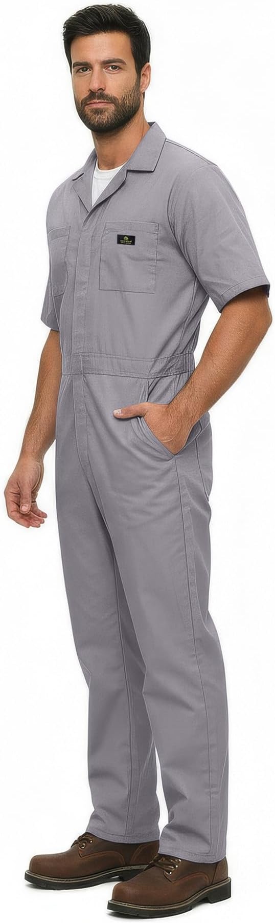 Natural Uniforms Mens Short Sleeve Zip Up Coverall, Stain and Wrinkle Resistant (Grey, 4X-Large)