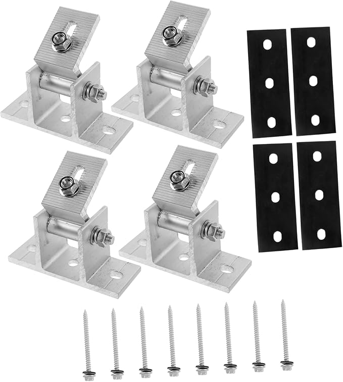 Gadpiparty 4pcs Adjustable Solar Panel Bracket Tilt Mount Clamp for Roof Rv Boat Compatible Various Easy Installation
