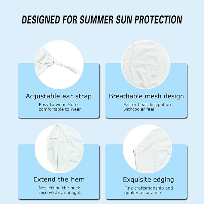 UPF 50+ Face Mask for Women & Men - Ice Silk Cooling Full Face Cover, Breathable Sun Protection Neck Gaiter