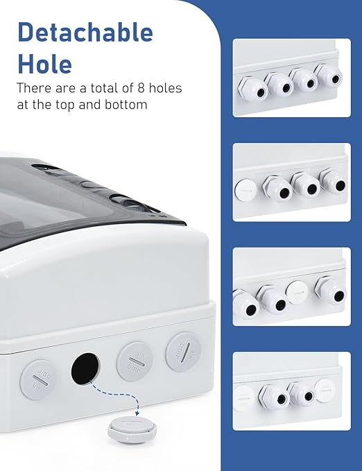 DIHOOL DC AC Disconnect Box Outdoor 30 Amp Breaker Box, Miniature Circuit Breaker with DIN Rail Box 400V