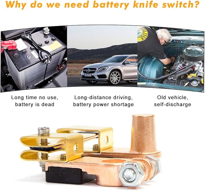 Battery Knife Switch Top Post Battery Disconnect for Auto Car RV Boat Truck Vehicle 12-24V Cutoff Shut Off Switch Negative Post