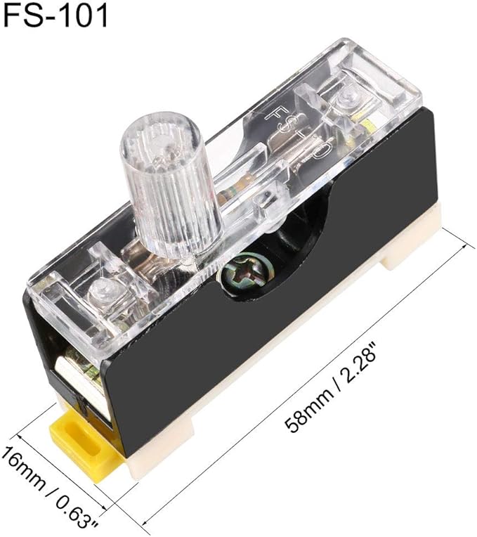uxcell Fuse Holder FS-101 Single Pole with Indicator Light 6mmx30mm Fuse Included 250V 10A 5Pcs
