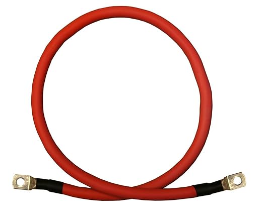 2/0 AWG 2/0 Gauge Single Red 5 feet w/ 3/8" Lugs Pure Copper Battery Inverter Cables for Solar, RV, Auto, Marine Car, Boat