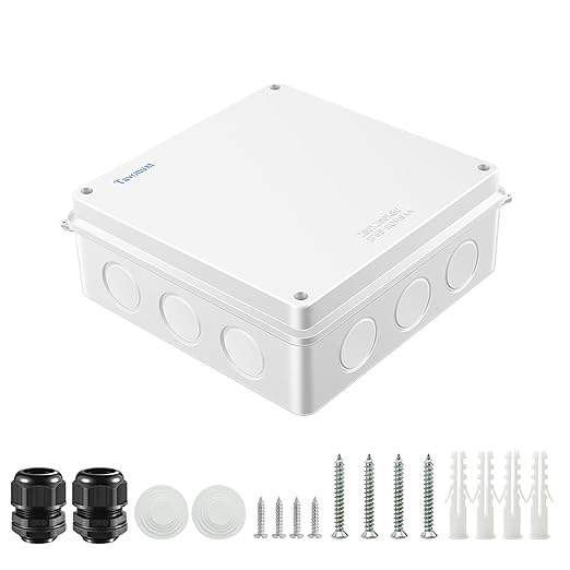 Waterproof Electrical Junction Box (7.9"x7.9"x3.1") with 12 Reserved Holes for Electronics - Sturdy ABS Plastic IP65 Dustproof Project Enclosure - White, (200x200x80mm)