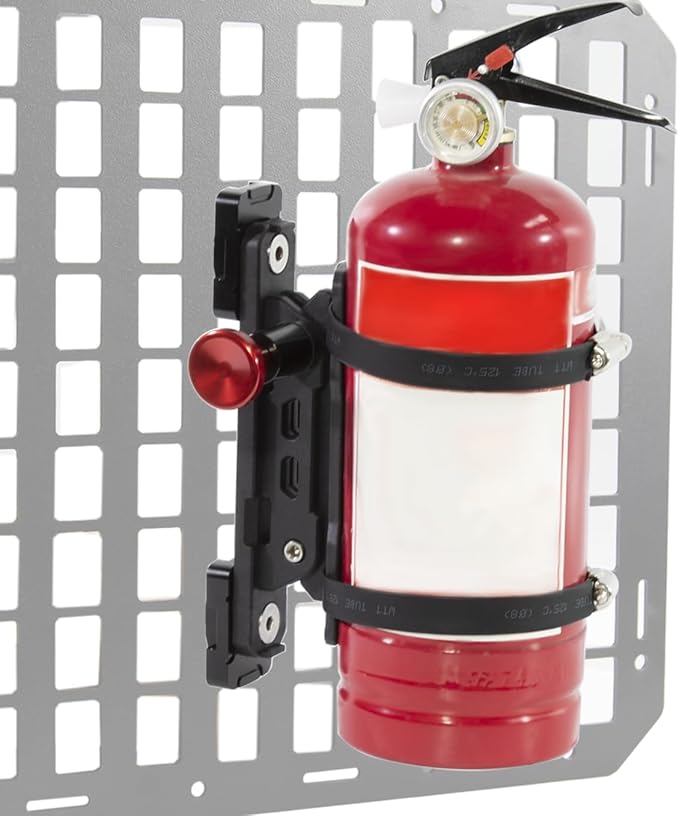 Molle Panel Fire Extinguisher Mount - Tactical Car Quick Release Fire Extinguisher Bracket Accessories Mounting Bracket Kits Fits 1-2 in Slots Holes for Trucks Vehicles Gear Molle Accessories