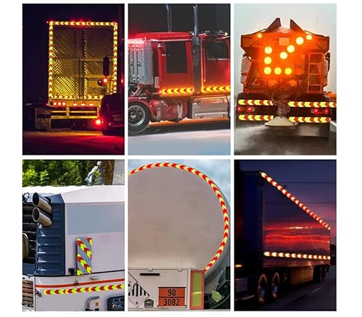 Reflective Tape, Waterproof Self Adhesive Dot Reflective Tape Outdoor Safety Caution Reflector for Trailers, Bikes, Cars（Red Yellow, 4 Inch x 32.8 Feet）