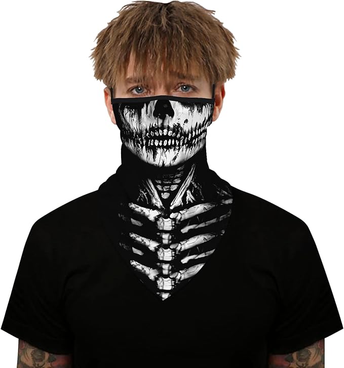 YAYOUREL Neck Gaiter Face Mask Bandanas for Men Women UV Face Scarf Cover Ear Loop Hole Facemask for Fishing Running Cycling