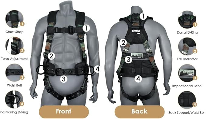 AFP Demon Fall Protection Comfortable Safety Harness (OSHA/ANSI PPE)