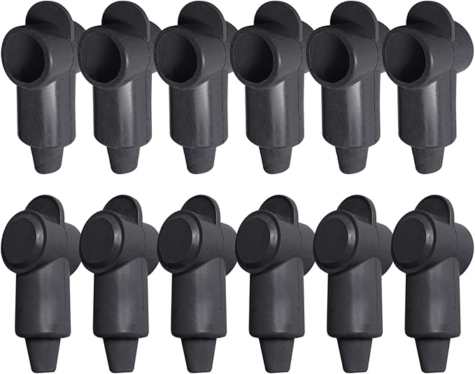 Ampper 12 Pcs Silicone 3/8" Stud Terminal Covers, Flexible Post Terminal Cover Protector Boot for Battery Ground Junction Block Post, Fits 6-2 Gauge Wire (Black)