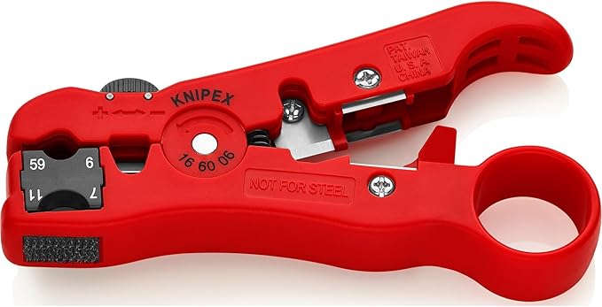 Knipex 16 60 06 SB Stripping Tool for coax cables and data cable 4,92" in blister packaging