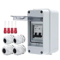 Miniature Circuit Breaker Box Cover,20A 400V Solar Panel Switch Outdoor DC Solar Disconnect Switch with DIN Rail Wiring Terminal and Waterproof Connector