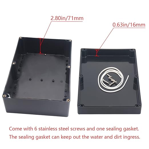 Junction Box IP65 Waterproof ABS Plastic Electrical Project Case Power Junction Boxes, Project Box with 4 PCS M16 Cable Glands 10.35x7.17x3.74 inch (263 x 182 x95 mm)
