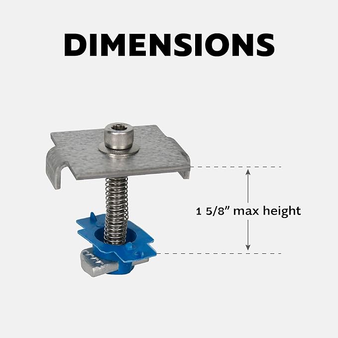 SPMC158-5PK Solar Panel Mid Clamps for 1-5/8 in. Steel Strut Channel, Solar Panel Kit with Mid Clamps and Cone Nuts for Mounting Solar Panels, Pack of 5
