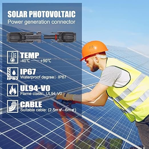 Solar Panel Crimping Tool,Crimping Tool Kit with 10PCS Connectors and 2PCS Spanner Wrench and 2PCS Y Solar Connectors and Solar Wire Crimping Tool for PV Cable