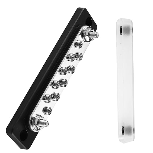 Common Busbar Power Distribution Block Battery Terminal Block for Car & Marine Applications 1/4" M6 150A with Dustproof Cover & Screw CBB (10 Poles)