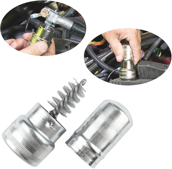 12 in 1 Battery Terminal Cleaner Kit - Must Have Tool Best for Extend Car Marine Battery Life with 10PCS Fiber Washers Protector and 2PCS Cleaning Brush