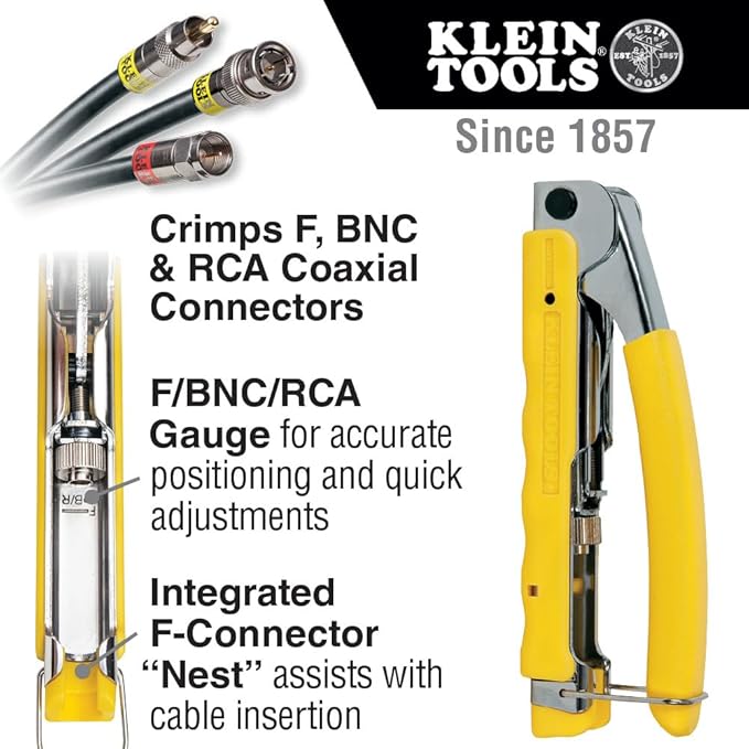 Klein Tools VDV211-048 Compression Crimper, Wire and Coaxial Crimper for Compression Connectors