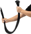 XINGO 48 Inch Black Large Zip Ties Heavy Duty 150 Pack, 200 LBS Ultra Strong Plastic Wire Ties, Large Cable Ties Extra Long Tie Wraps, Indoor and Outdoor UV Resistant