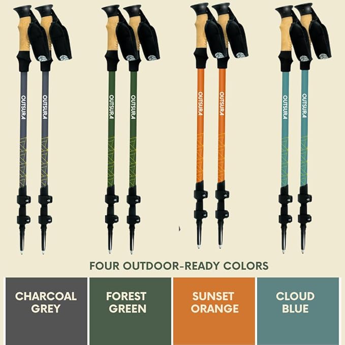 Outsura Carbon Fiber Hiking Stick 2 Pack – Professional Grade, Collapsible Trekking & Walking Sticks for Hiking