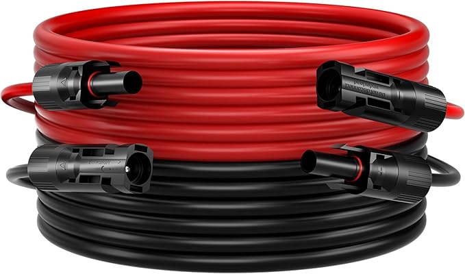 40Feet 10AWG Solar Panel Extension Cable, Bateria Power 10 Gauge 6mm² PV Wire with Female & Male Waterproof Connectors for RV, Photovoltaic Systems, Set of 2