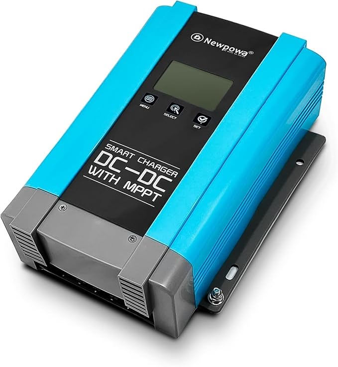 Newpowa 12V 50A On-Board DC to DC Battery Charger with MPPT - Safe and Compatible with AGM, Gel, Flooded and Lithium Batteries, Multi-Stage Charging, Works with Solar Panels and Alternators