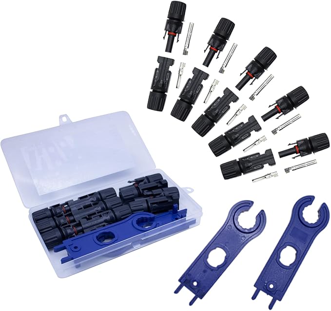 MC4 Connector Photovoltaic Connectors 5 Pairs (Male/Female) of Solar Connectors, Plus a Complimentary Pair of Wrenches Durable Photovoltaic Cable Connector
