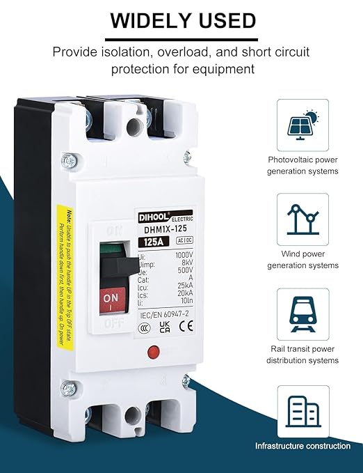 DIHOOL DC Main 125 Amp Circuit Breaker, 500V Battery Disconnect Switch, Master Switch for Boat Trolling Motor Marine ATV Trailer