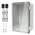 Junction Box IP65 Waterproof ABS Plastic Enclosure Hinged PC Clear Cover Electrical Project Box with Mounting Plate, Wall Brackets, Cable Glands 11.4" x 7.5" x 5.5"(290 * 190 * 140)